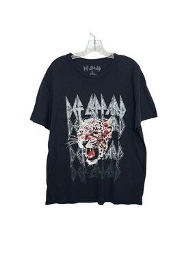 Def Leppard Graphic Band Tee Tshirt Size XL Black Leopard Design